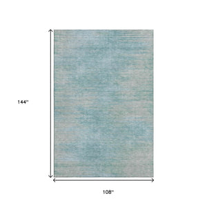 HomeRoots 9' X 12' Aqua and Gray Abstract Area Rug - Stain Resistant, UV Protected, Durable for High-Traffic Areas 665554
