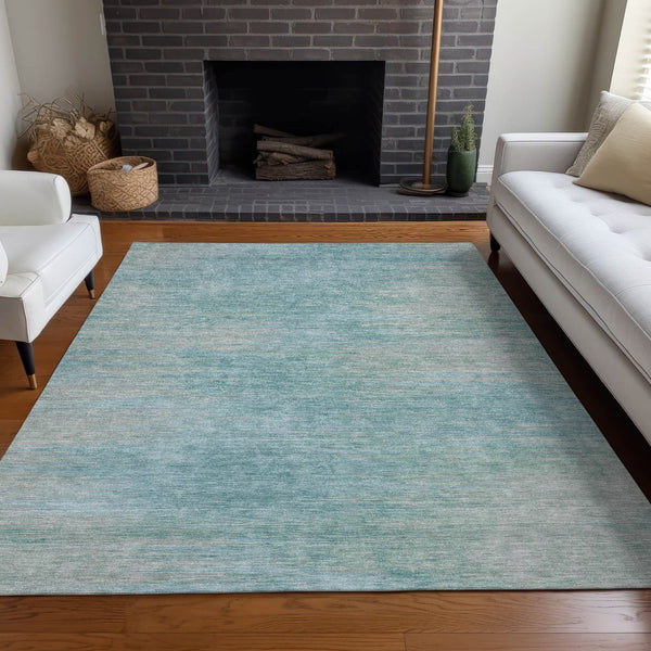 HomeRoots 9' X 12' Aqua and Gray Abstract Area Rug - Stain Resistant, UV Protected, Durable for High-Traffic Areas 665554