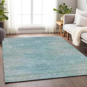 HomeRoots 9' X 12' Aqua and Gray Abstract Area Rug - Stain Resistant, UV Protected, Durable for High-Traffic Areas 665554