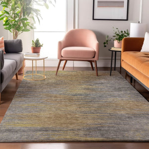 HomeRoots 5' X 8' Brown Gold Taupe Abstract Washable Area Rug - UV Protected, Stain Resistant, Modern Design 665557