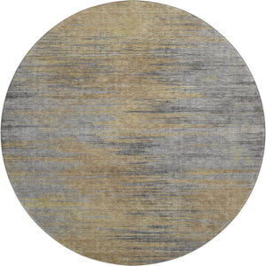 HomeRoots 8' Washable Brown Gold Taupe Abstract Round Rug - UV Protected, Stain Resistant, Perfect for Homes! 665558
