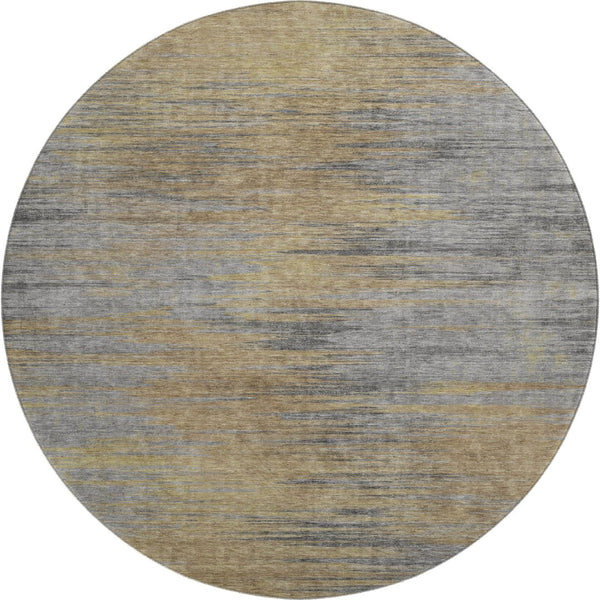 HomeRoots 8' Washable Brown Gold Taupe Abstract Round Rug - UV Protected, Stain Resistant, Perfect for Homes! 665558