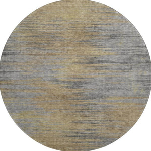 HomeRoots 8' Washable Brown Gold Taupe Abstract Round Rug - UV Protected, Stain Resistant, Perfect for Homes! 665558