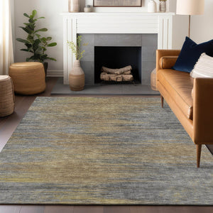 HomeRoots 8' X 10' Brown, Gold & Taupe Abstract Washable Area Rug – Durable, Stain-Resistant & UV Protected! 665559