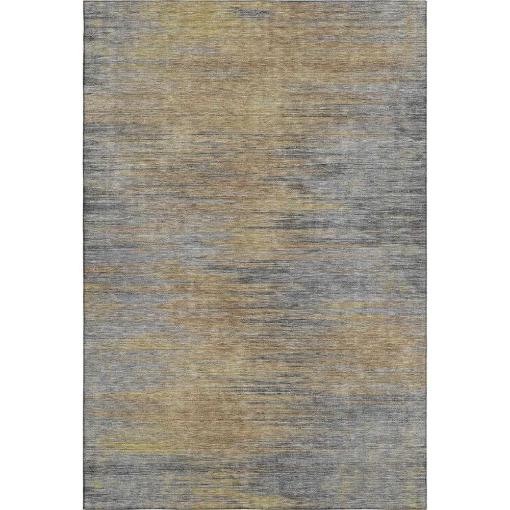 HomeRoots 10' X 14' Abstract Washable Area Rug - Brown, Gold & Taupe with UV Protection for Stylish Living Spaces 665561