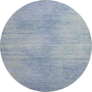 HomeRoots 8' Washable Denim Blue and Ivory Abstract Round Rug - UV Protected, Stain-Resistant, Durable Style! 665564