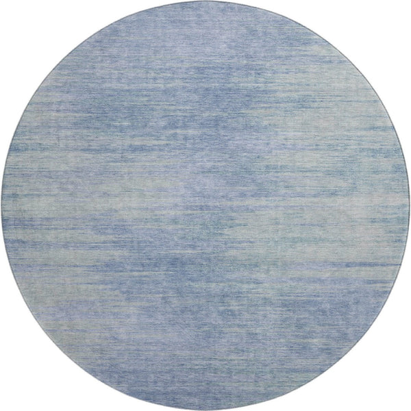 HomeRoots 8' Washable Denim Blue and Ivory Abstract Round Rug - UV Protected, Stain-Resistant, Durable Style! 665564