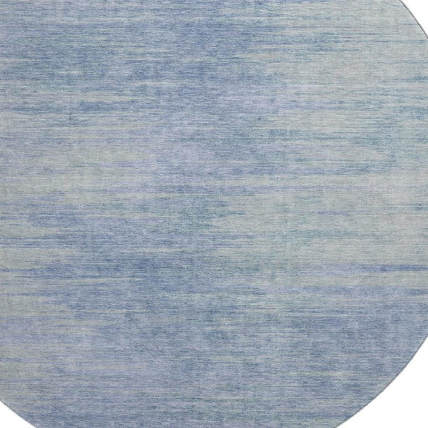 HomeRoots 8' Washable Denim Blue and Ivory Abstract Round Rug - UV Protected, Stain-Resistant, Durable Style! 665564
