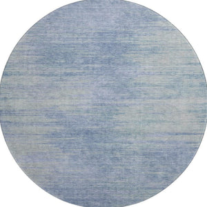 HomeRoots 8' Washable Denim Blue and Ivory Abstract Round Rug - UV Protected, Stain-Resistant, Durable Style! 665564