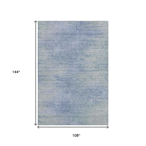 HomeRoots 9' X 12' Denim Blue & Ivory Abstract Area Rug - Stylish, Washable, UV Protected for Busy Homes 665566