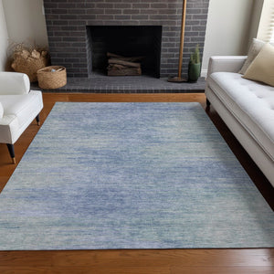 HomeRoots 9' X 12' Denim Blue & Ivory Abstract Area Rug - Stylish, Washable, UV Protected for Busy Homes 665566