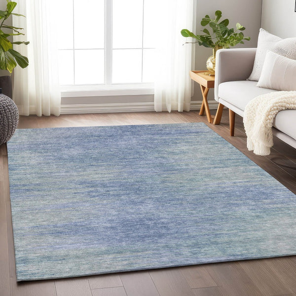 HomeRoots 9' X 12' Denim Blue & Ivory Abstract Area Rug - Stylish, Washable, UV Protected for Busy Homes 665566