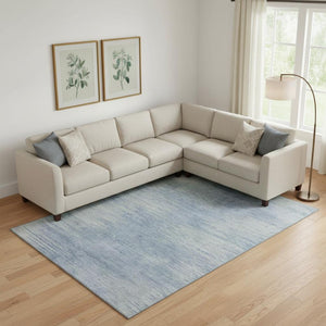 HomeRoots 9' X 12' Denim Blue & Ivory Abstract Area Rug - Stylish, Washable, UV Protected for Busy Homes 665566
