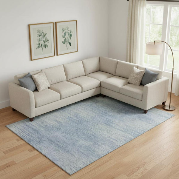 HomeRoots 9' X 12' Denim Blue & Ivory Abstract Area Rug - Stylish, Washable, UV Protected for Busy Homes 665566