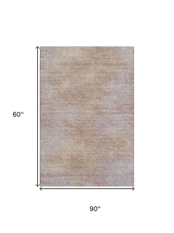HomeRoots 5' X 8' Merlot and Beige Abstract Area Rug – Washable, UV Protected, Durable & Stylish Home Decor 665569