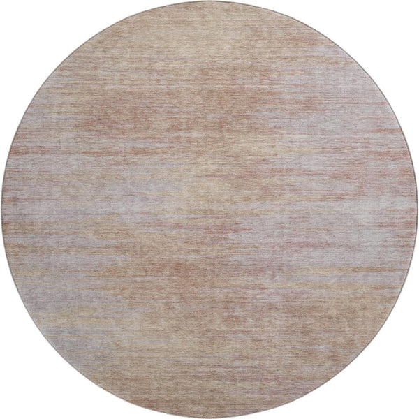 HomeRoots 8' Stylish Merlot & Beige Abstract Round Rug - Washable, UV Protected, Pet-Friendly Decor for Any Room 665570