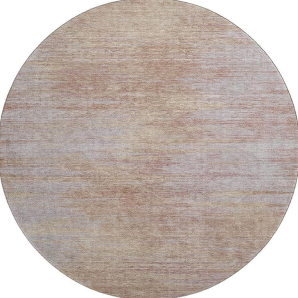 HomeRoots 8' Stylish Merlot & Beige Abstract Round Rug - Washable, UV Protected, Pet-Friendly Decor for Any Room 665570