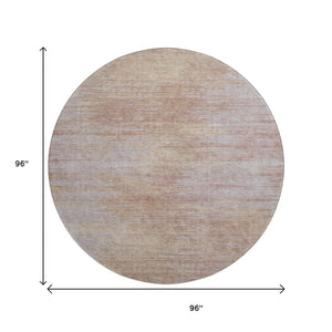 HomeRoots 8' Stylish Merlot & Beige Abstract Round Rug - Washable, UV Protected, Pet-Friendly Decor for Any Room 665570