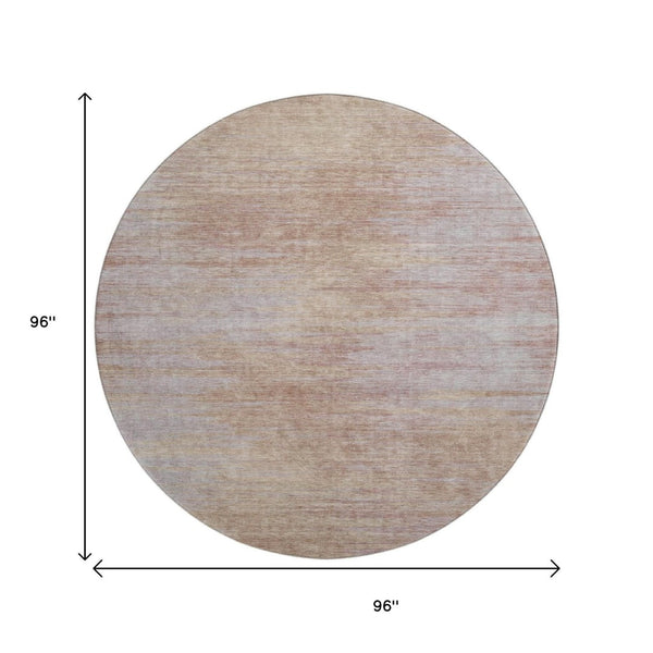 HomeRoots 8' Stylish Merlot & Beige Abstract Round Rug - Washable, UV Protected, Pet-Friendly Decor for Any Room 665570