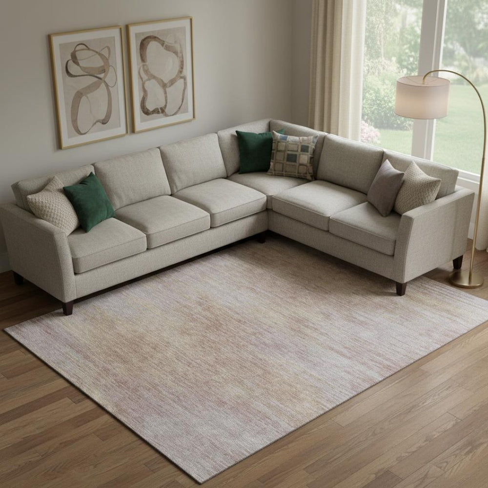 HomeRoots 9' X 12' Merlot & Beige Abstract Washable Area Rug with UV Protection for Modern Living Spaces 665572