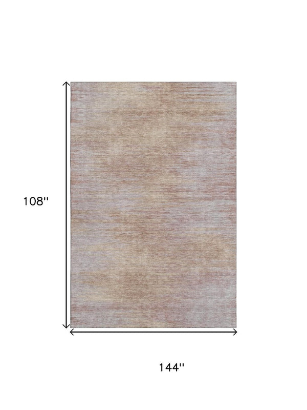 HomeRoots 9' X 12' Merlot & Beige Abstract Washable Area Rug with UV Protection for Modern Living Spaces 665572