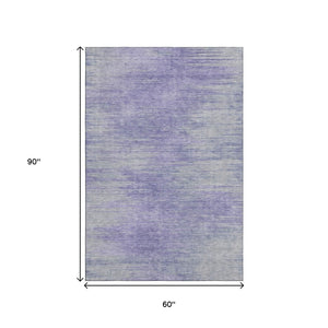 HomeRoots 5' X 8' Washable Plum and Ivory Abstract Area Rug - UV Protected, Durable, Soft, Modern Style! 665575