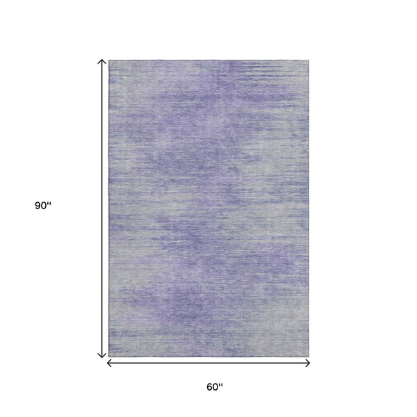 HomeRoots 5' X 8' Washable Plum and Ivory Abstract Area Rug - UV Protected, Durable, Soft, Modern Style! 665575