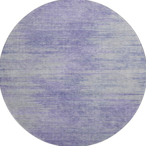 HomeRoots 8' Plum and Ivory Abstract Round Rug - Washable, Stain-Resistant, UV Protected for Indoor/Outdoor Use 665576