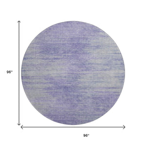 HomeRoots 8' Plum and Ivory Abstract Round Rug - Washable, Stain-Resistant, UV Protected for Indoor/Outdoor Use 665576