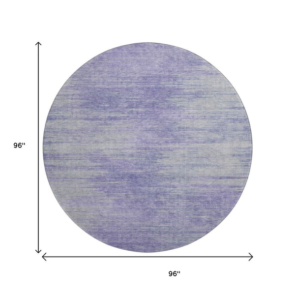 HomeRoots 8' Plum and Ivory Abstract Round Rug - Washable, Stain-Resistant, UV Protected for Indoor/Outdoor Use 665576