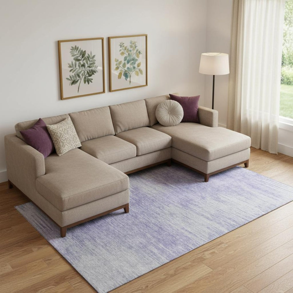 HomeRoots 8' X 10' Plum and Ivory Abstract Area Rug - Washable, UV-Resistant, Stylish for Busy Homes! 665577