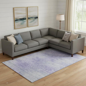 HomeRoots 9' X 12' Stylish Plum & Ivory Abstract Washable Area Rug with UV Protection & Easy Care Features 665578