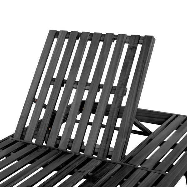 English Elm 2/3 Solid Acacia Wood Outdoor Lounge Chair Foldable Slatted Reclining Patio Chaise Black N770P253442B