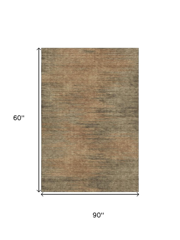 HomeRoots 5' X 8' Modern Terra Cotta Gray Beige Abstract Washable Area Rug with UV Protection for Homes 665587