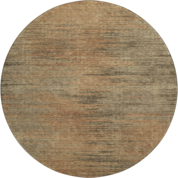 HomeRoots 8' Washable Round Rug in Terra Cotta, Gray & Beige - UV Protected, Soft, Stain Resistant Design 665588