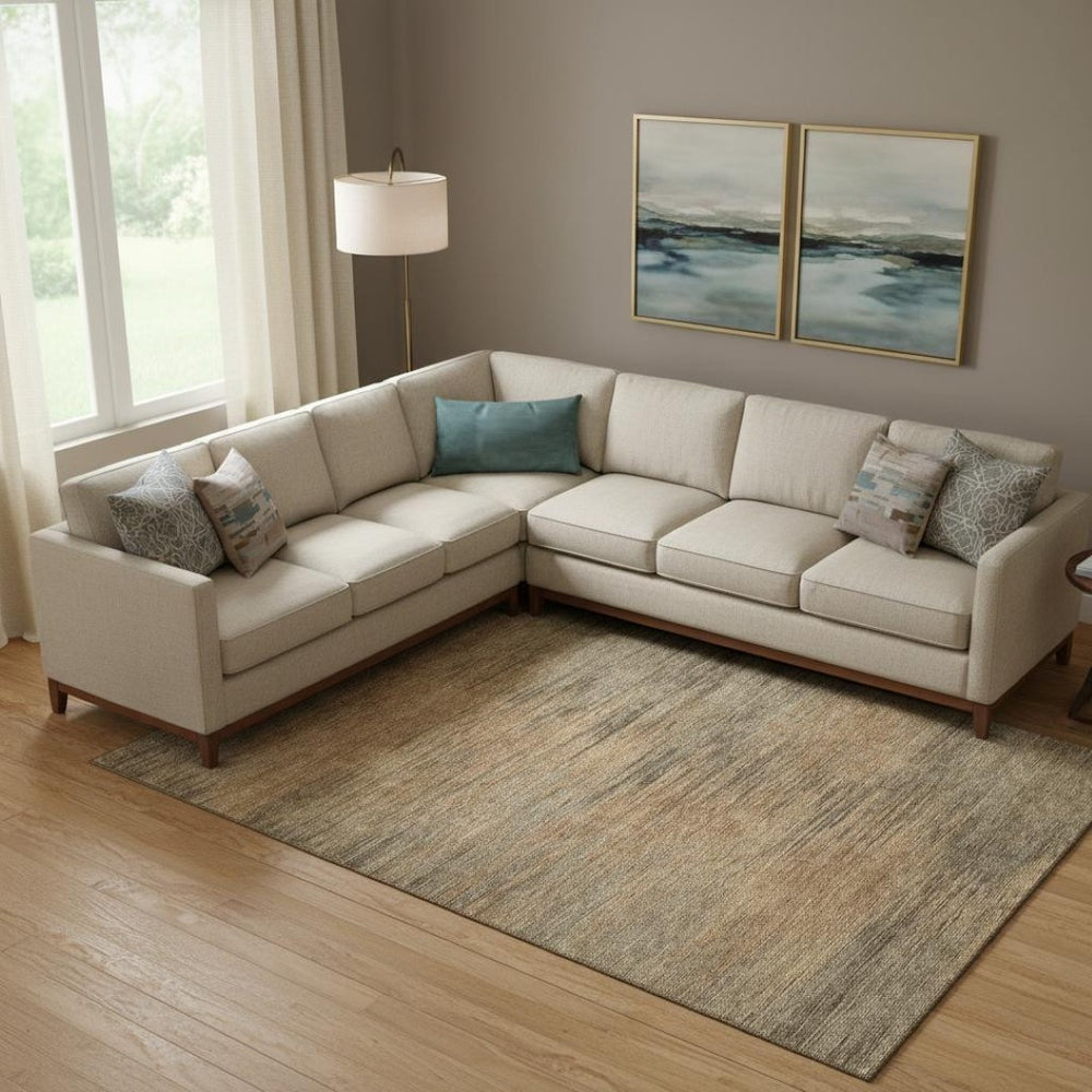 HomeRoots 8' X 10' Terra Cotta Gray Beige Abstract Washable Area Rug - Durable, Stylish, UV Protected Design 665589