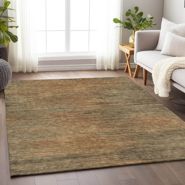 HomeRoots 9' X 12' Abstract Terra Cotta Gray Beige Area Rug - Durable, Washable, UV Protected for Any Space 665590