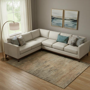 HomeRoots 9' X 12' Abstract Terra Cotta Gray Beige Area Rug - Durable, Washable, UV Protected for Any Space 665590