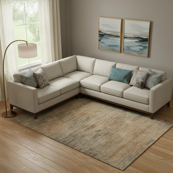 HomeRoots 9' X 12' Abstract Terra Cotta Gray Beige Area Rug - Durable, Washable, UV Protected for Any Space 665590