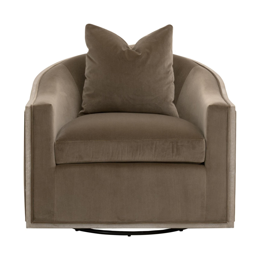 Essentials for Living Paxton Swivel Club Chair Caramel Velvet Upholstered with Solid Oak Wood Trim 6656.CAR/NG