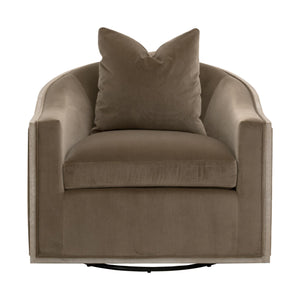 Essentials for Living Paxton Swivel Club Chair Caramel Velvet Upholstered with Solid Oak Wood Trim 6656.CAR/NG