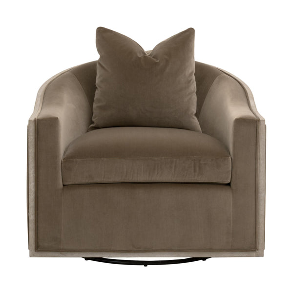Essentials for Living Paxton Swivel Club Chair Caramel Velvet Upholstered with Solid Oak Wood Trim 6656.CAR/NG
