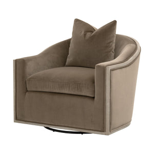 Essentials for Living Paxton Swivel Club Chair Caramel Velvet Upholstered with Solid Oak Wood Trim 6656.CAR/NG