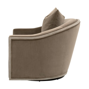 Essentials for Living Paxton Swivel Club Chair Caramel Velvet Upholstered with Solid Oak Wood Trim 6656.CAR/NG
