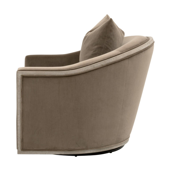 Essentials for Living Paxton Swivel Club Chair Caramel Velvet Upholstered with Solid Oak Wood Trim 6656.CAR/NG
