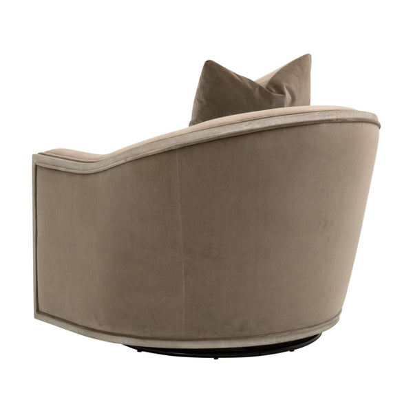 Essentials for Living Paxton Swivel Club Chair Caramel Velvet Upholstered with Solid Oak Wood Trim 6656.CAR/NG