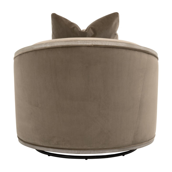 Essentials for Living Paxton Swivel Club Chair Caramel Velvet Upholstered with Solid Oak Wood Trim 6656.CAR/NG