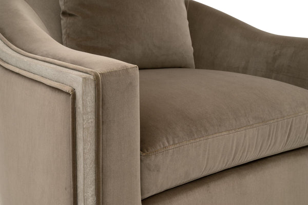 Essentials for Living Paxton Swivel Club Chair Caramel Velvet Upholstered with Solid Oak Wood Trim 6656.CAR/NG