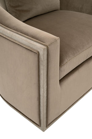 Essentials for Living Paxton Swivel Club Chair Caramel Velvet Upholstered with Solid Oak Wood Trim 6656.CAR/NG