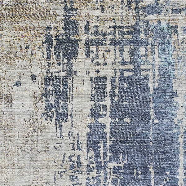 HomeRoots 10' X 14' Navy Abstract Area Rug - Washable, UV Protected, Stain-Resistant, Perfect for Family Spaces 665603